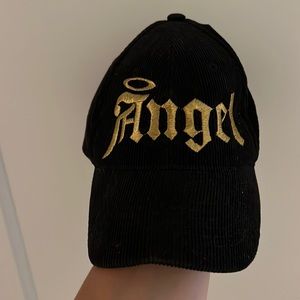 Dsquared corduroy baseball cap. Black. Gold Natalie Angel phrase
